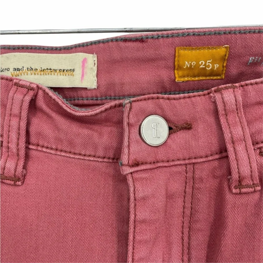 Pilcro And The Letterpress Pants Women's 25P Pink Denim Fit Slit Hem Crop Jeans - Picture 7 of 12